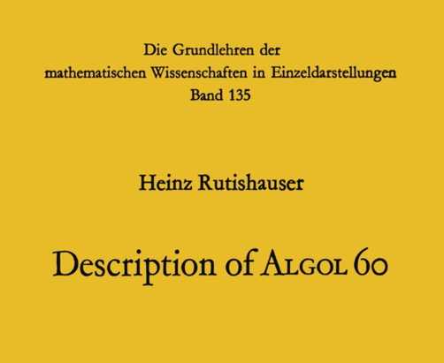 Cover image of the book "Description of ALGOL 60"
