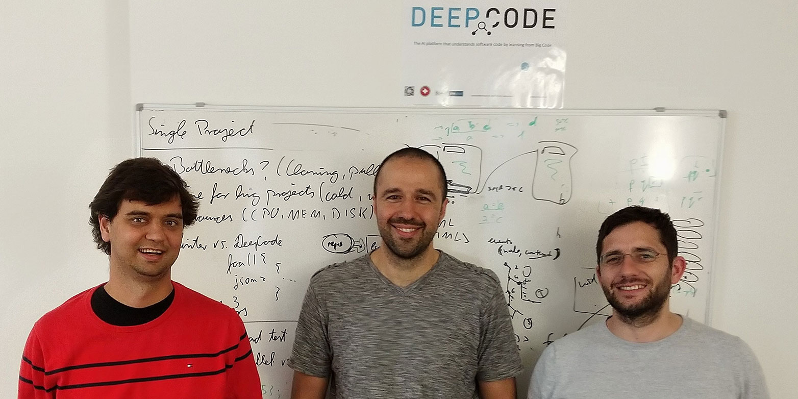 DeepCode-Gründer Veselin Raychev, Boris Paskalev und Prof. Martin Vechev