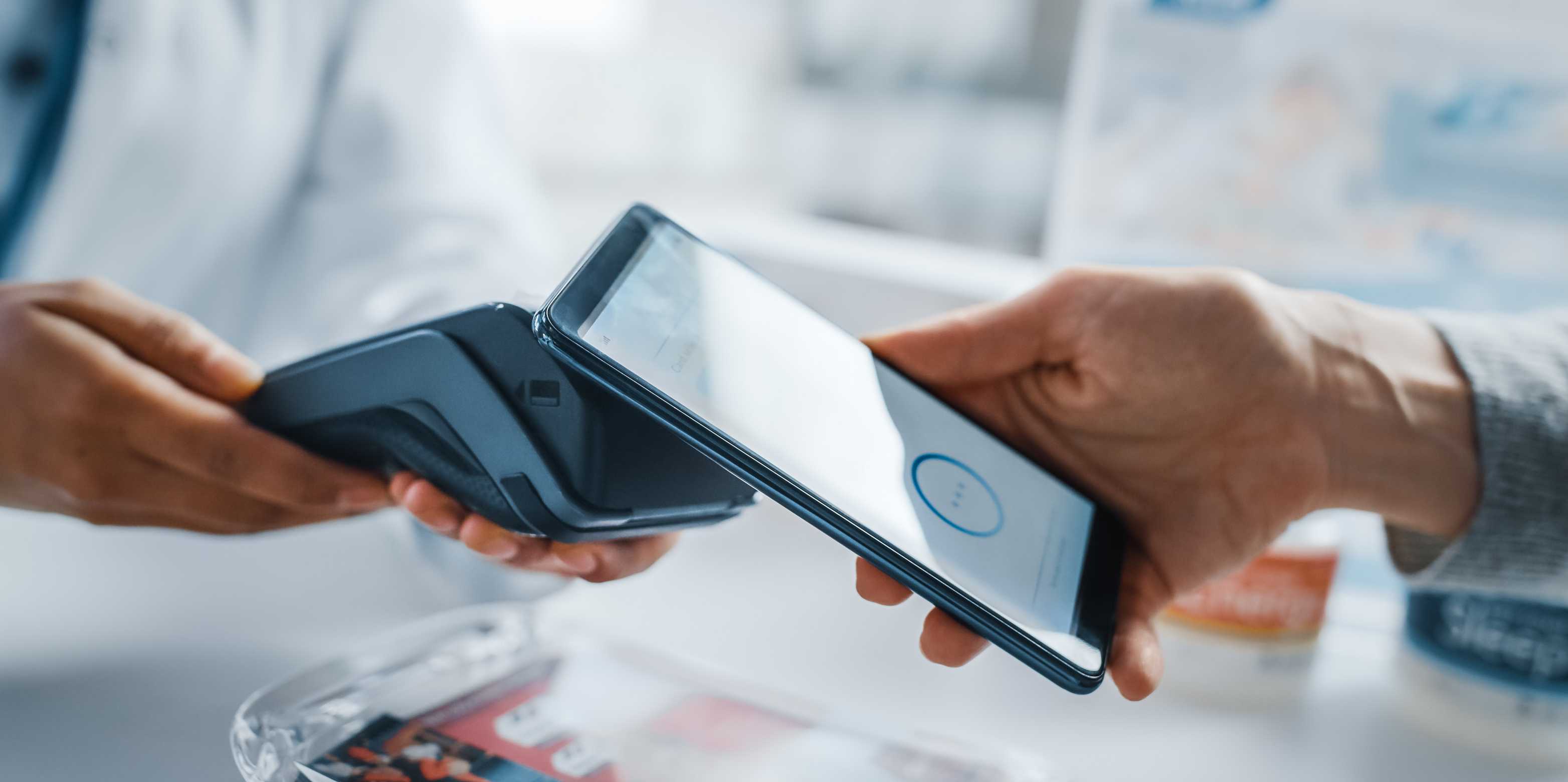 Customer making a contactless payment