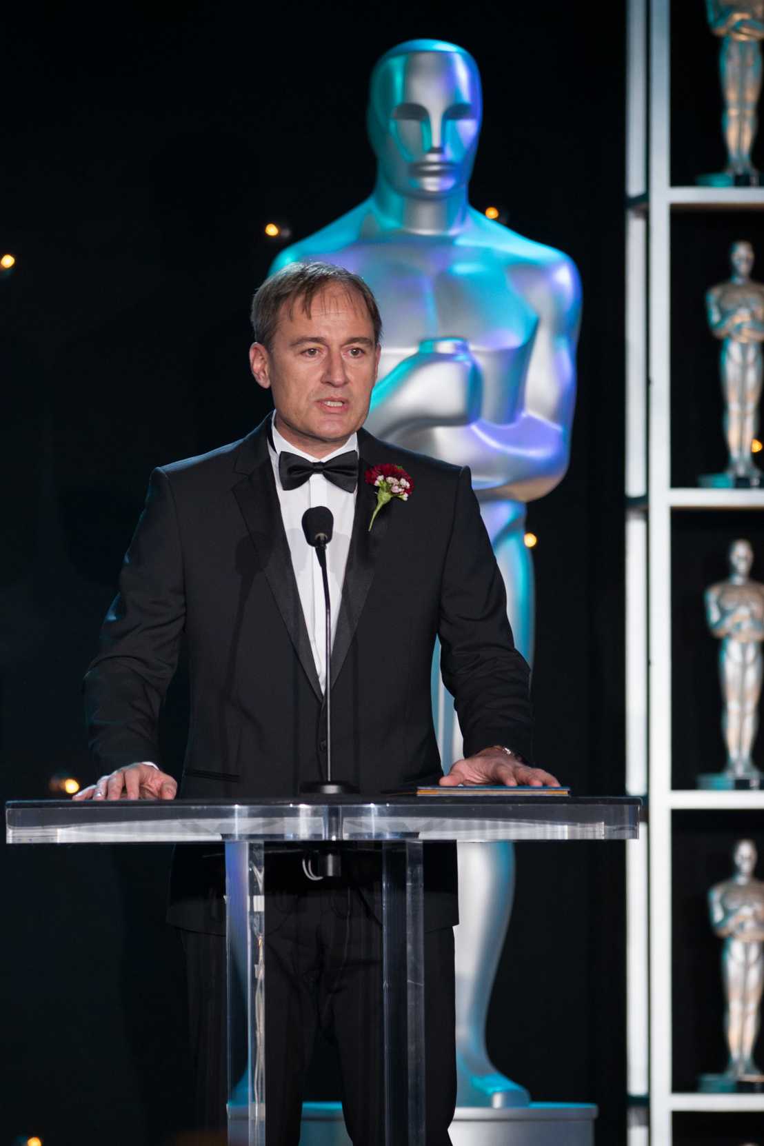 Enlarged view: Markus Gross giving a speech after receiving his first "Tech Oscar"