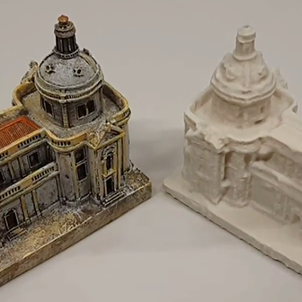 3D-printed models of a building