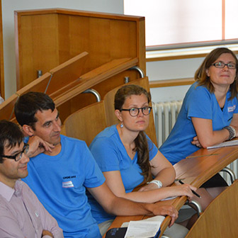 Prof. Gonnets research group members in lecture hall
