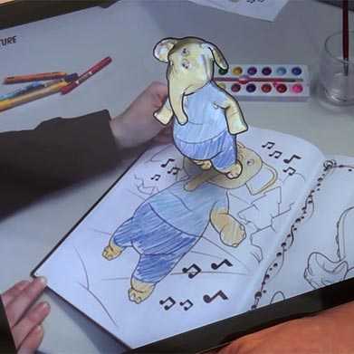 Augmented reality app brings a colouring book elephant to life