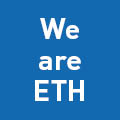 White text on blue reading We are ETH