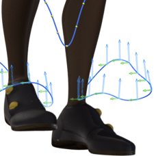 The blue "MoCurves" allow the users to adjust the movements of the feet very precisely.