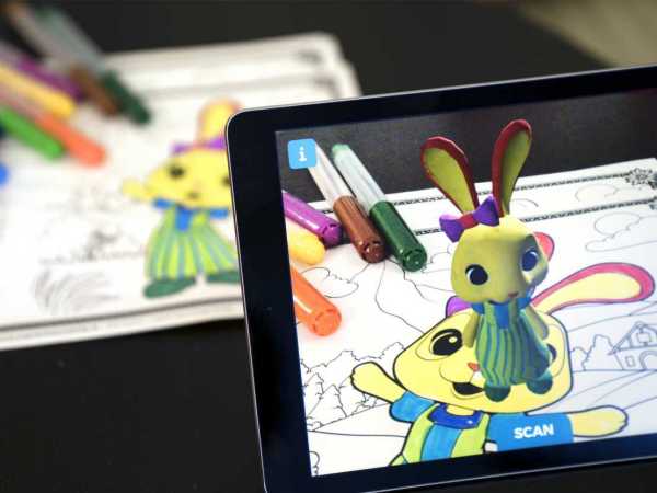 Close up of a 3D animated digital coloring book on a tablet