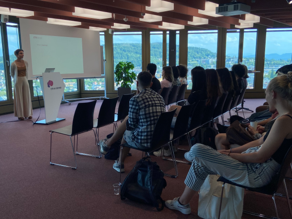 The students listen to a talk at the ETH AI Center