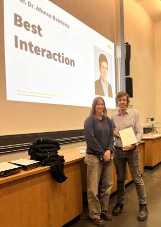 Professor Afonso Bandeira from the Combinatorics Group, with VIS President Emilia Pucher.